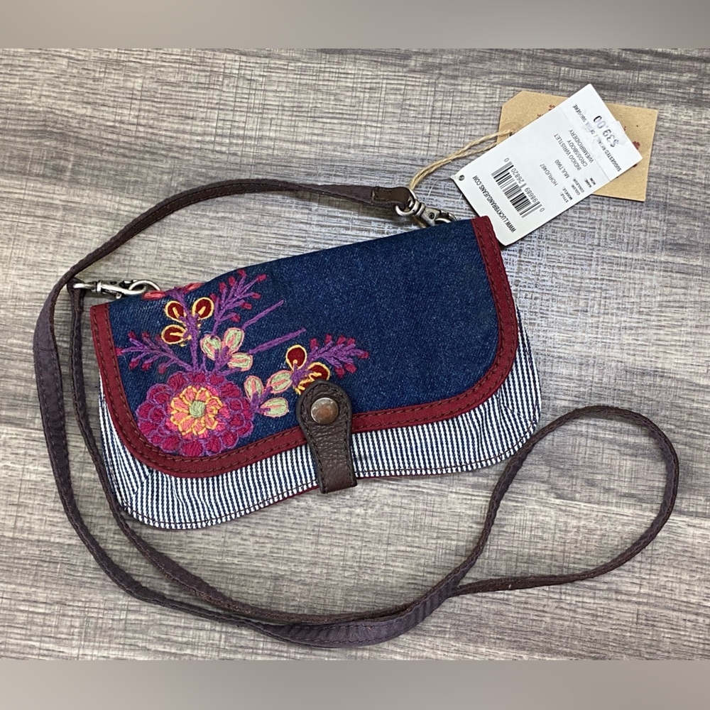 SOLD *NWT* LUCKY BRAND Small Embroidered Denim Crossbody
